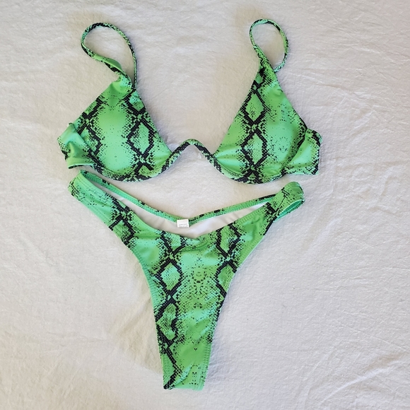 neon green snakeskin bikini